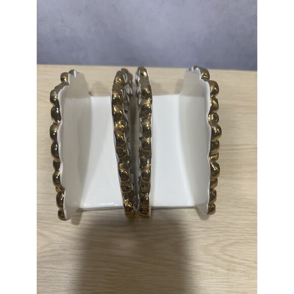 Vintage Verdici Gold & White Daisy Napkins Holder 1968 Lot of 2 Mint Condition - Picture 6 of 9